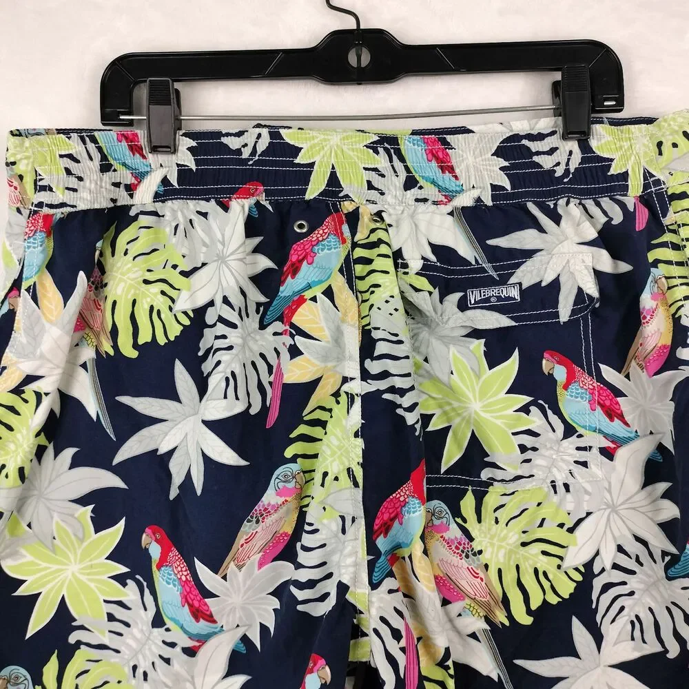 Vilebrequin Swim Suit Trunks Men XXL Hawaiian Board Shorts Floral Tropical Birds